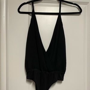 Sexy Deep V Black Bodysuit